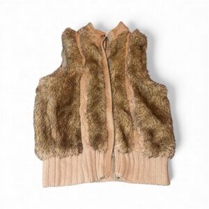 love21 Tan and Brown Faux Fur Vest